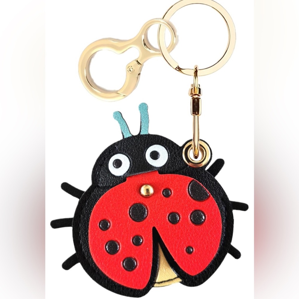 Leather Lady Bug AirTag Keychain Or Bag Charm